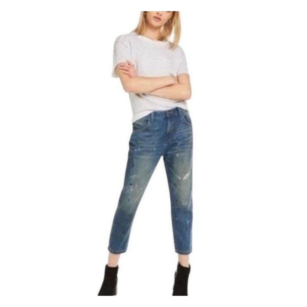 Wildfox Baggy Boyfriend Jeans Sz 27 Cropped DaVinci Wash Distressed Loose Fit